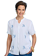 Embroidered Crinkle Woven Short Sleeve Blouse - White