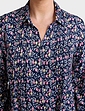 Viscose Twill Print Pintuck Shirt - Navy