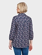 Viscose Twill Print Pintuck Shirt - Navy