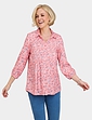 Viscose Twill Print Pintuck Shirt - Pink