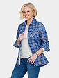 Fleece Lined Zip Front Check Shirt - Blue