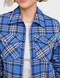 Fleece Lined Zip Front Check Shirt - Blue