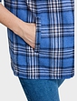 Fleece Lined Zip Front Check Shirt - Blue