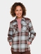 Fleece Lined Zip Front Check Shirt - Light Khaki