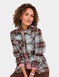Fleece Lined Zip Front Check Shirt - Light Khaki