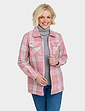 Fleece Lined Zip Front Check Shirt - Pink