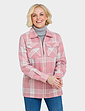 Fleece Lined Zip Front Check Shirt - Pink