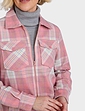 Fleece Lined Zip Front Check Shirt - Pink