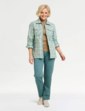 Fleece Lined Zip Front Check Shirt - Soft Green