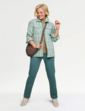 Fleece Lined Zip Front Check Shirt - Soft Green