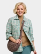 Fleece Lined Zip Front Check Shirt - Soft Green