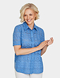 Short Sleeve Broderie Blouse - Blue