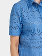 Short Sleeve Broderie Blouse - Blue