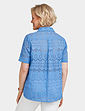 Short Sleeve Broderie Blouse - Blue