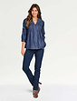 Embroidered Sleeve Pintuck Denim Shirt - Indigo