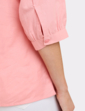 Three Quarter Sleeve Embroidered Blouse - Coral