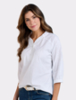 Three Quarter Sleeve Embroidered Blouse - White