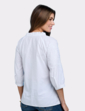 Three Quarter Sleeve Embroidered Blouse - White