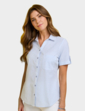 Seersucker Short Sleeve Blouse - Blue