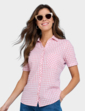 Seersucker Short Sleeve Blouse - Pink