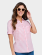 Seersucker Short Sleeve Blouse - Pink