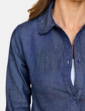 Frill Edge Collar Denim Shirt - Denim