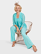 3 Piece Lace Trim Trouser Set - Aqua