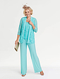 3 Piece Lace Trim Trouser Set - Aqua