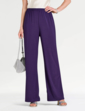 Three Piece Lace Trim Trouser Set - Purple