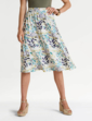 Print Elasticated Waist Skirt - Ivory Multi