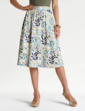 Print Elasticated Waist Skirt - Ivory Multi