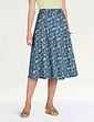 Print Elasticated Waist Skirt - Navy Floral Print