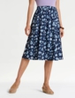 Print Elasticated Waist Skirt - Navy