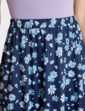 Print Elasticated Waist Skirt - Navy