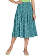 Viscose Print Pleat Front Skirt - Duck Egg