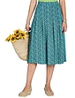 Viscose Print Pleat Front Skirt - Duck Egg