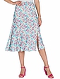 Mesh Lined Skirt with Split - Duck Egg