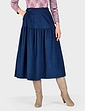 Tiered Cord Skirt - Navy