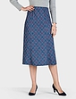 Six Panel Diamond Check Skirt - Navy Marl