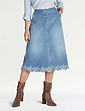 Embroidered Hem Skirt - Light Stonewash