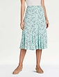 Lined Print Jersey Skirt - Duck Egg