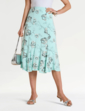 Lined Print Jersey Skirt - Mint