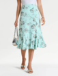 Lined Print Jersey Skirt - Mint