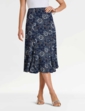 Lined Print Jersey Skirt - Navy