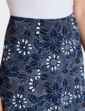 Lined Print Jersey Skirt - Navy