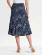 Lined Print Jersey Skirt - Navy