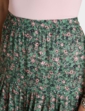 Tiered Print Cotton Skirt - Khaki