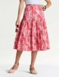Tiered Print Cotton Skirt - Rose