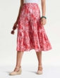 Tiered Print Cotton Skirt - Rose