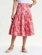 Tiered Print Cotton Skirt - Rose
